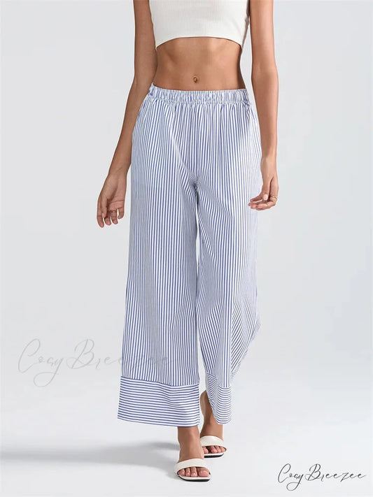 Plaid Pattern Spacious Stretchy Waist Casual Pant LIGHTPRUPLE / S pant-250223