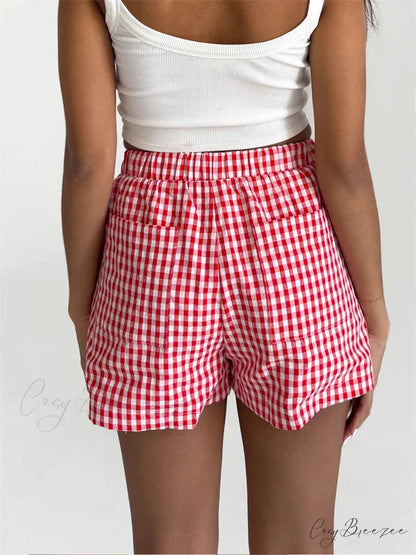 Plaid Pocket Lounge Shorts short-250223