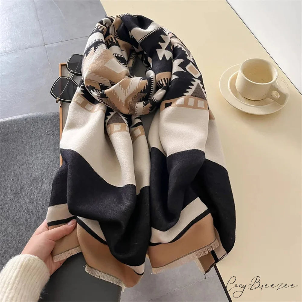 Plaid Print Cashmere Pashmina Winter Scarf scarf-241228