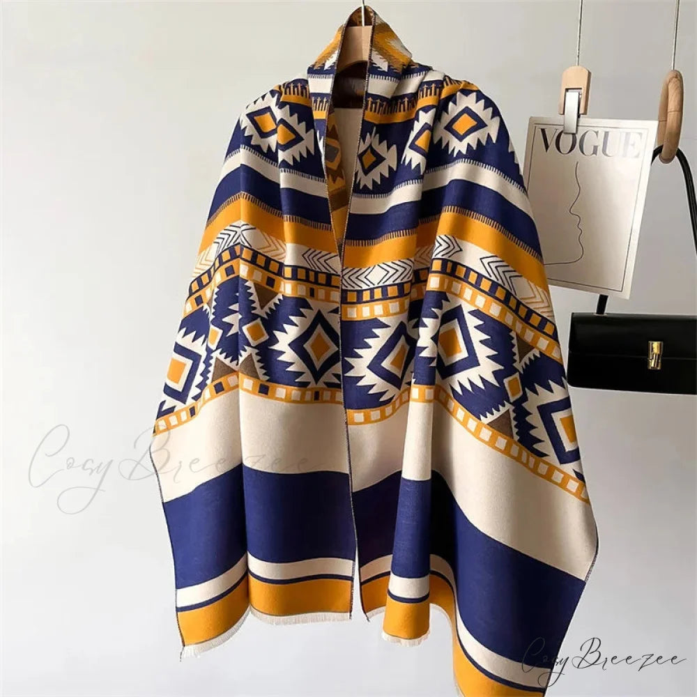 Plaid Print Cashmere Pashmina Winter Scarf Multi Color scarf-241228