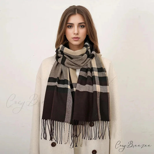 Plaid Print Cashmere Winter Pashmina Scarf - Luxury Travel Essential