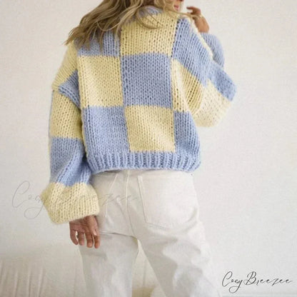 Plaid Print Cropped Comfy Sweater swraters-241228