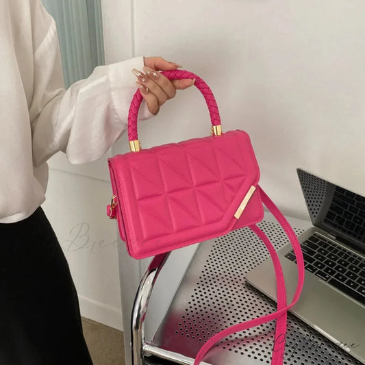 Plaid PU Leather Designer Crossbody Bag handbag-250126