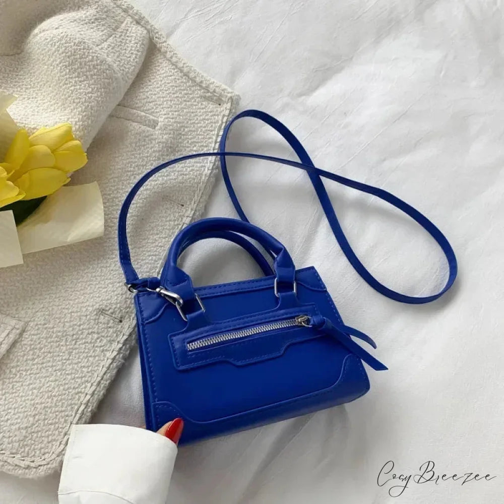Plaid PU Leather Designer Small Crossbody Handbag Blue handbag-250126