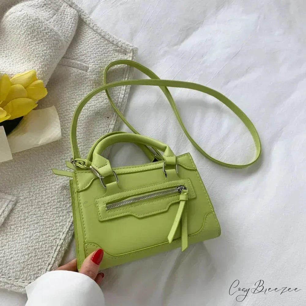 Plaid PU Leather Designer Small Crossbody Handbag Green handbag-250126