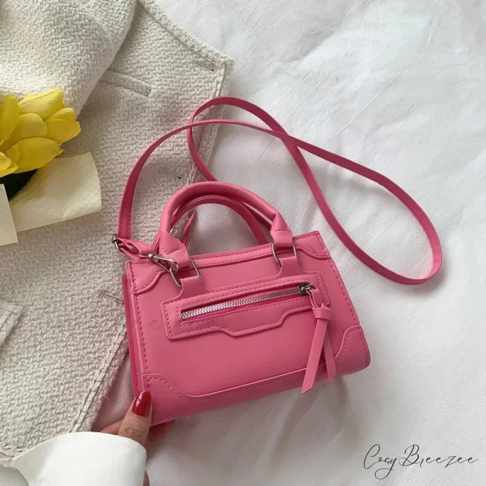 Plaid PU Leather Designer Small Crossbody Handbag Pink handbag-250126