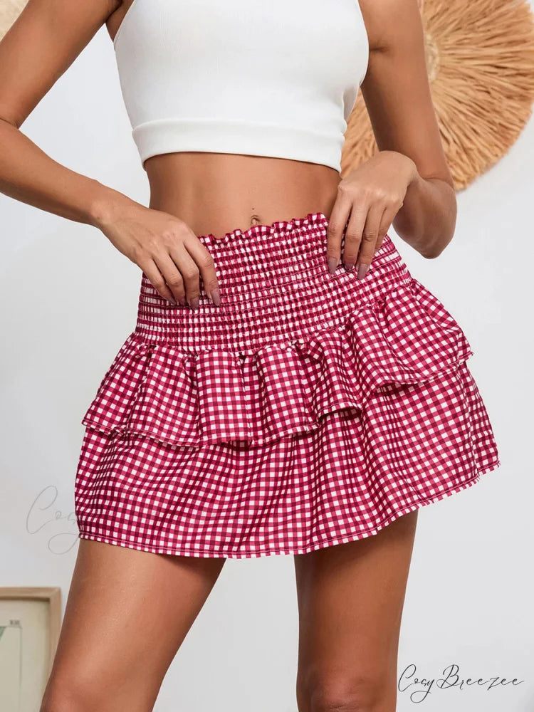 Plaid Retro Sweet Waist Skirt skirts-250223