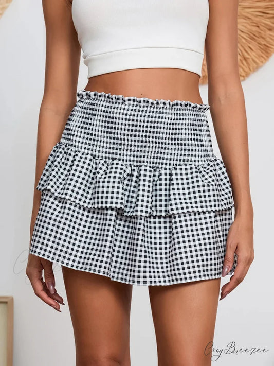 Plaid Retro Sweet Waist Skirt skirts-250223