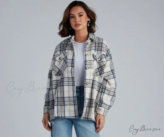 Plaid Shacket - Chill Out BEIGE / S