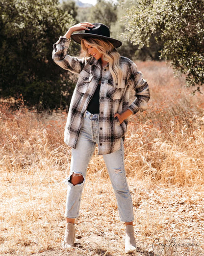Plaid Shacket with Pockets