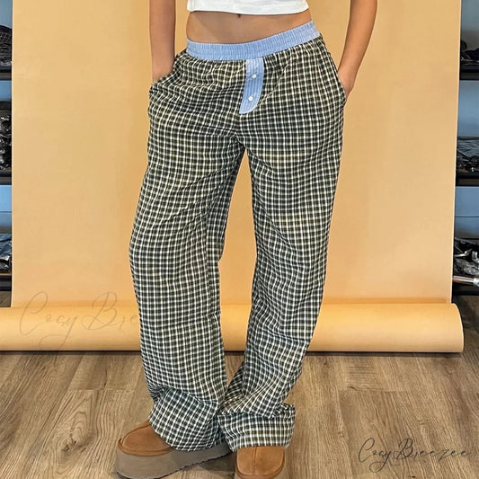 Plaid Straight Retro Loose Jogger Pant MULTI / S pant-250223