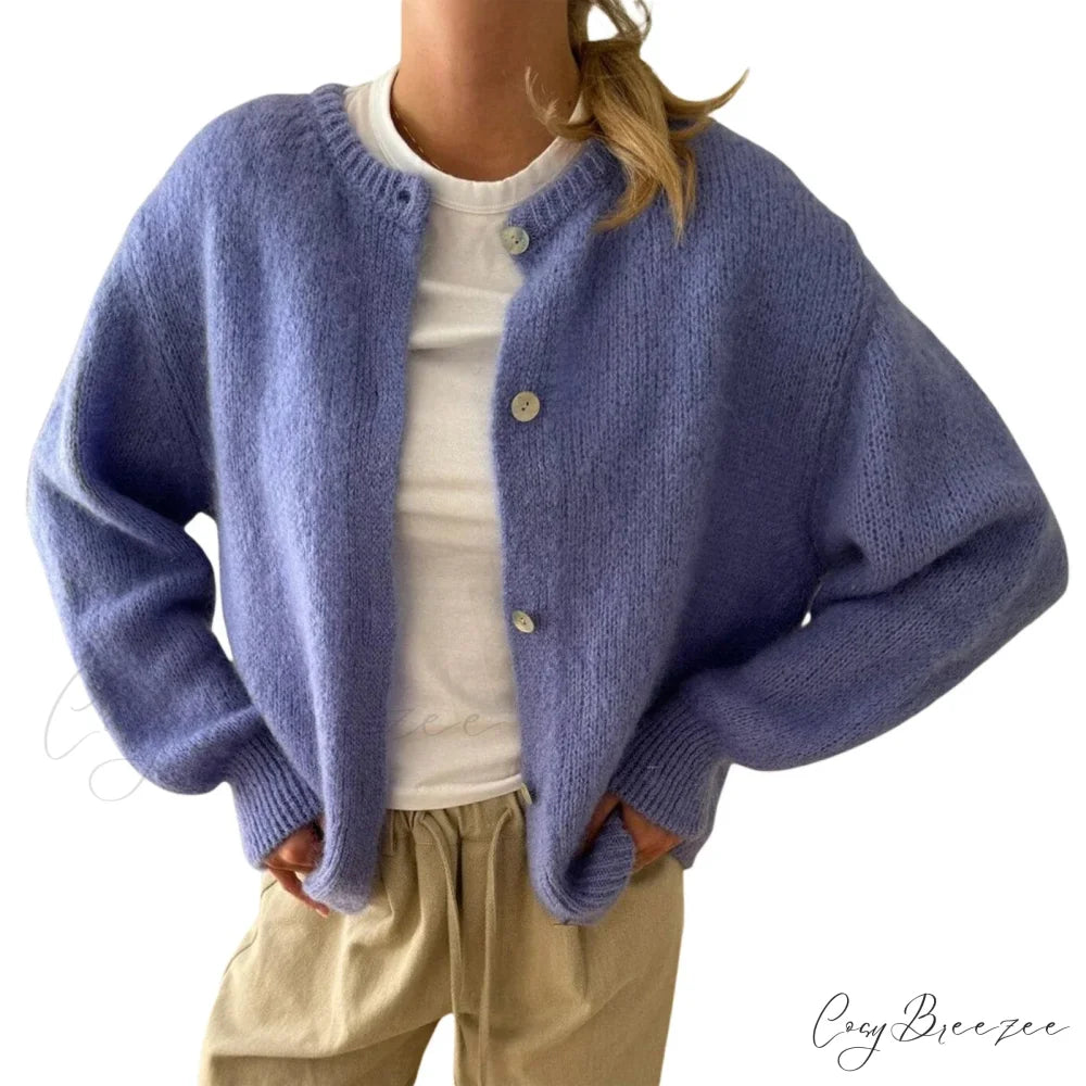 Plain Fuzzy Button Down Knit Cardigan PURPLE / S cardigans-241228