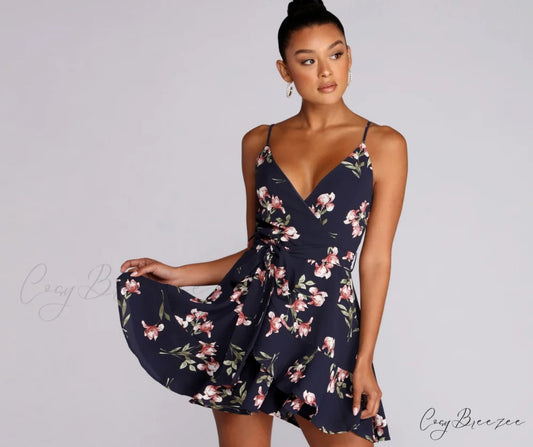 Plant One On Charming Floral Skater Dress NAVY / XS