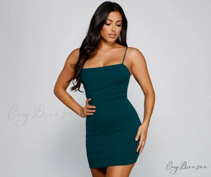Play It Cool Charming Crepe Mini Dress HUNTER / XS