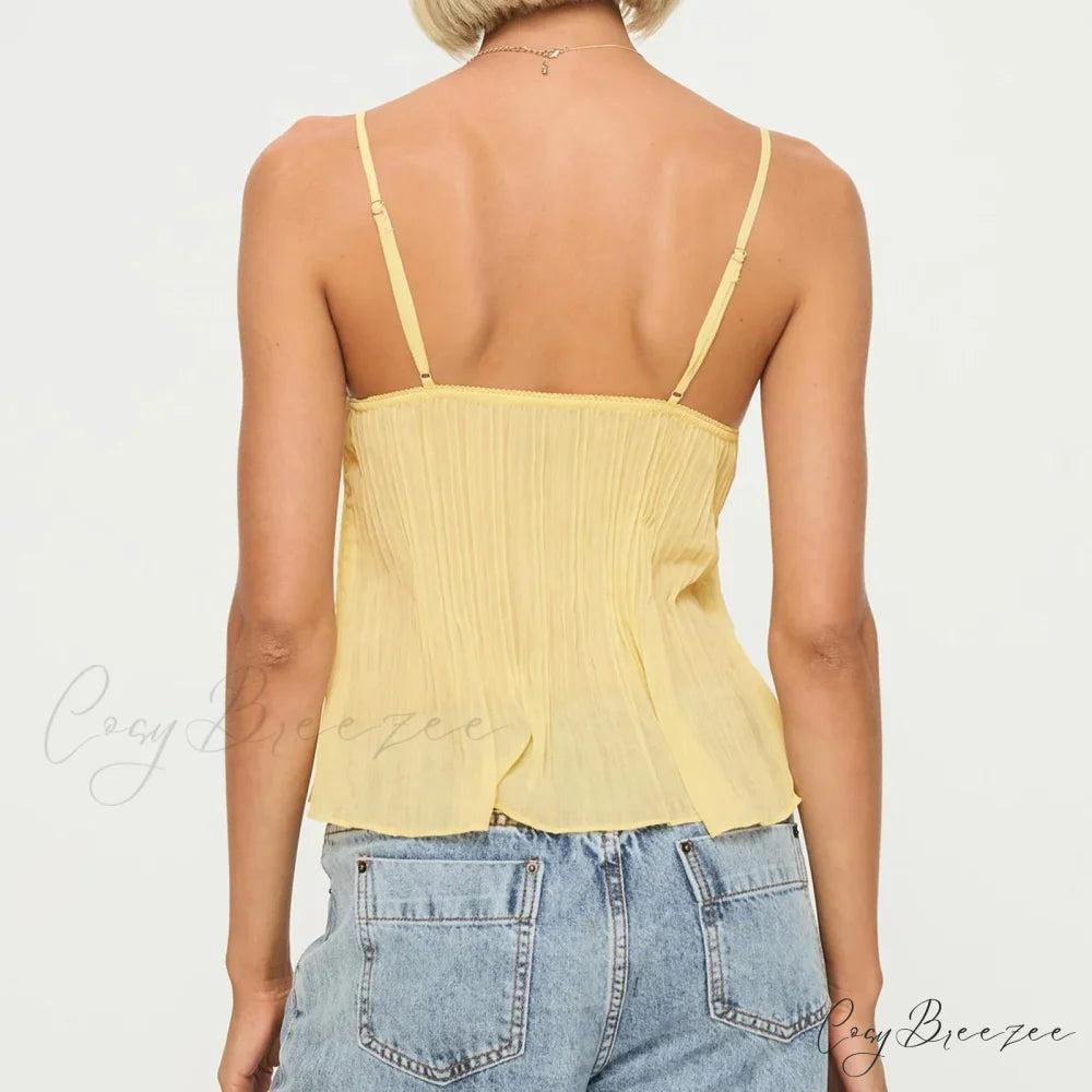 Pleated Bow Babydoll Crop Top croptop-250223