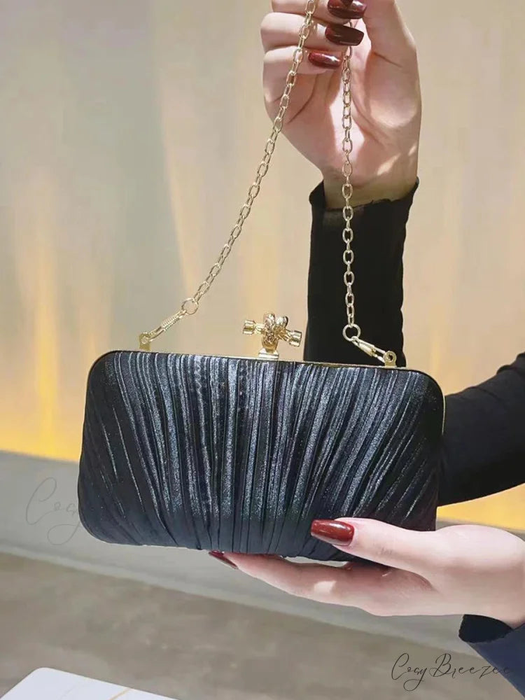 Pleated Evening Banquet Chain Bag clutchbag-250126