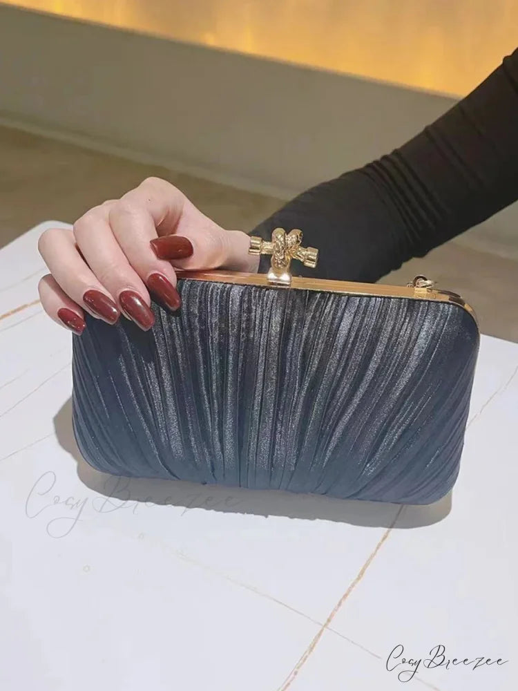 Pleated Evening Banquet Chain Bag clutchbag-250126