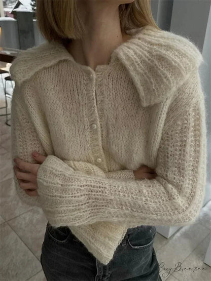 Pleated Lapel Patchwork Y2K Cardigan cardigans-241228
