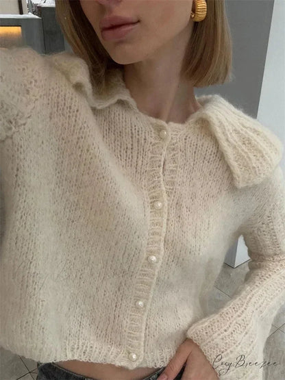 Pleated Lapel Patchwork Y2K Cardigan cardigans-241228