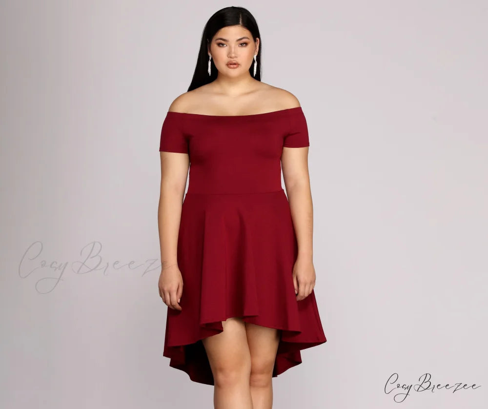 Plus All The Charming Rage Skater Dress BURGUNDY / 1X