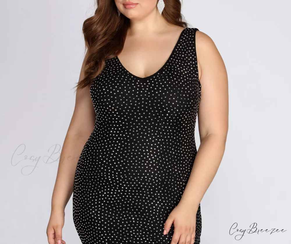 Plus Allegra Stylish Studded Cocktail Dress