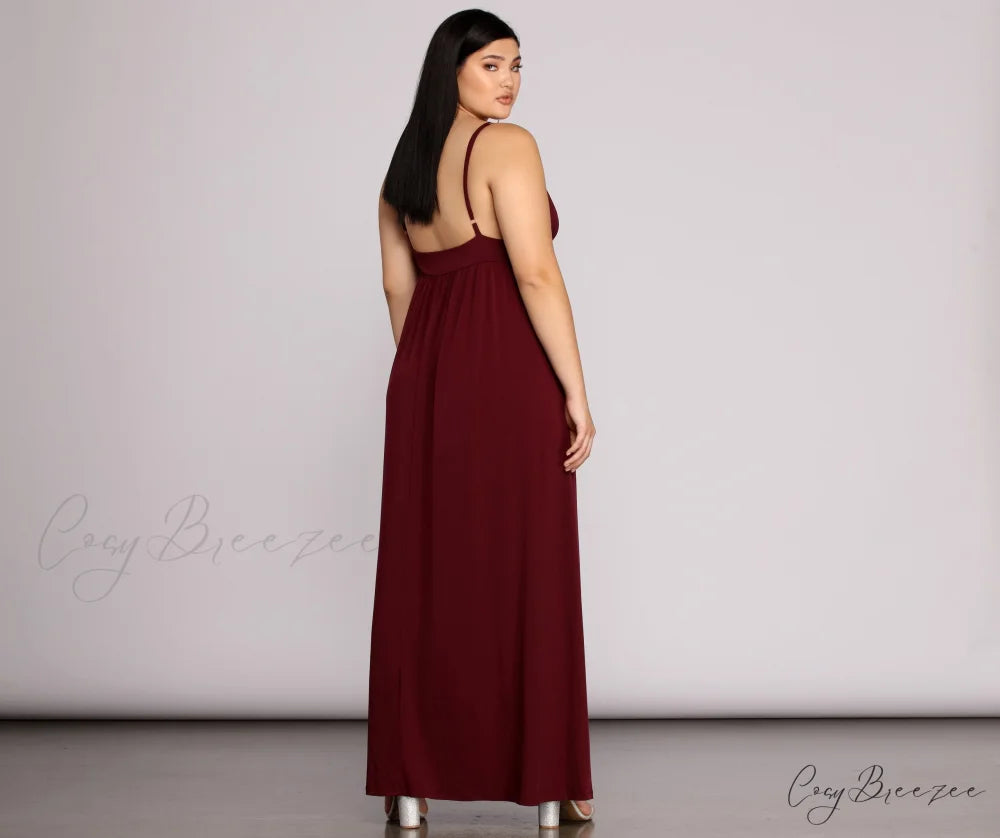 Plus Galilea Formal Charming High Slit Dress