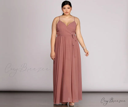 Plus Helena Formal Charming Sleeveless Chiffon Dress MAUVE / 1X