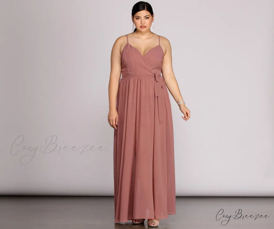 Plus Helena Formal Charming Sleeveless Chiffon Dress MAUVE / 1X