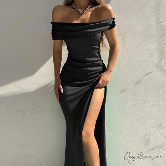 Plus Kaleigh Stylish Off Shoulder Dress BLACK / S