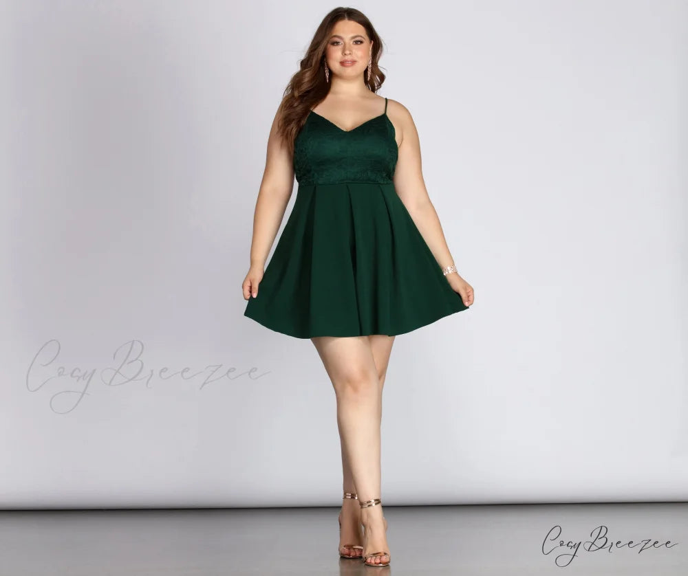 Plus Lace Stylish Appeal Skater Dress