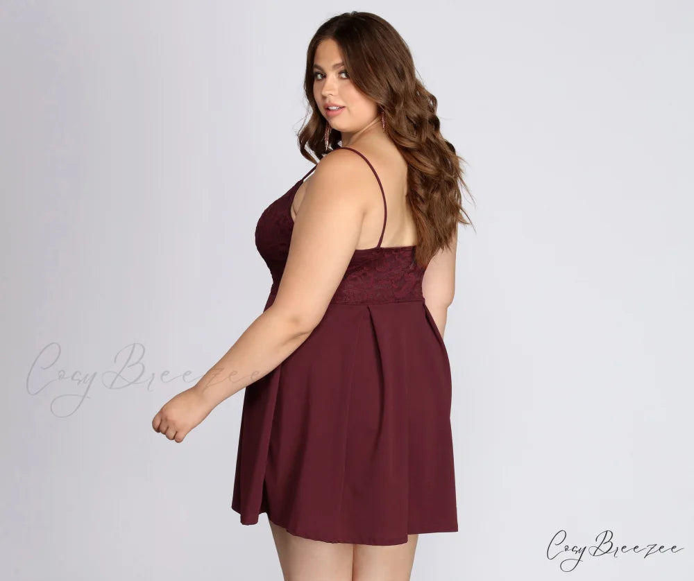 Plus Lace Stylish Appeal Skater Dress