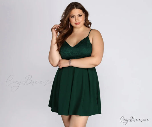 Plus Lace Stylish Appeal Skater Dress HUNTER / 1X