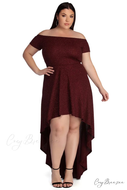 Plus Penelope Glitter Charming Formal High Low Dress