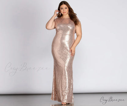 Plus Sivan Stylish Glam Sequin Dress