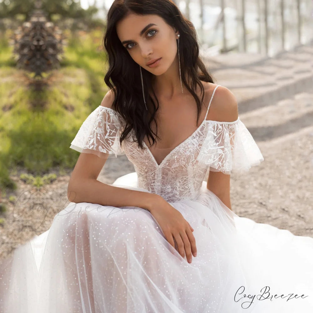Plus Size Lace Spaghetti Strap Wedding Dress weddingdress-250223