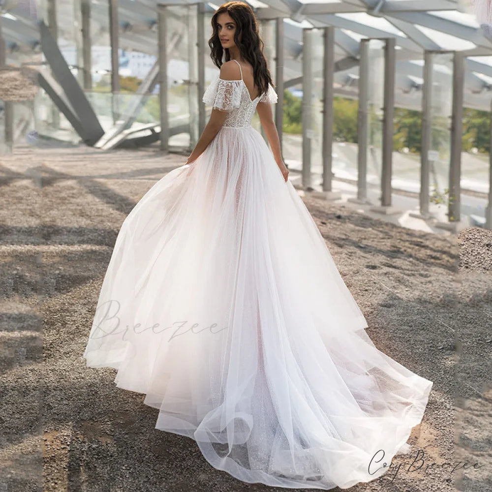 Plus Size Lace Spaghetti Strap Wedding Dress weddingdress-250223