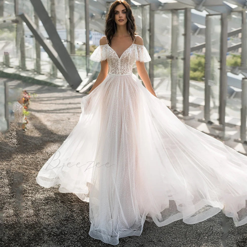 Plus Size Lace Spaghetti Strap Wedding Dress weddingdress-250223