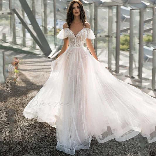 Plus Size Lace Spaghetti Strap Wedding Dress weddingdress-250223
