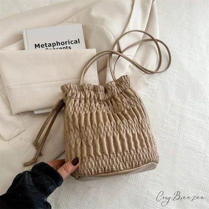 Plush Luxury Designer Bag Khaki shoulder-250126