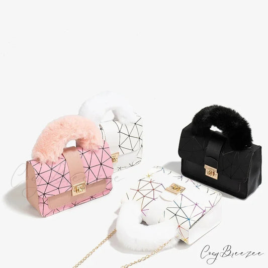 Plush Small Square Printed Messenger Bag handbag-250126