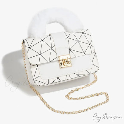 Plush Small Square Printed Messenger Bag handbag-250126