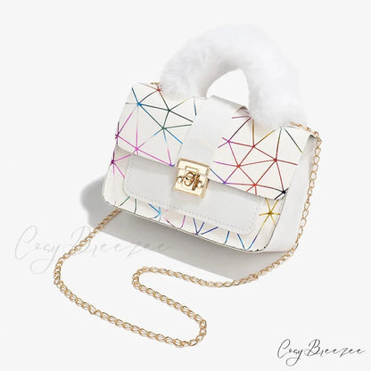 Plush Small Square Printed Messenger Bag white2 handbag-250126