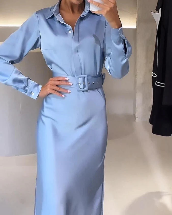 Serenity Sky Midi Dress Shirt