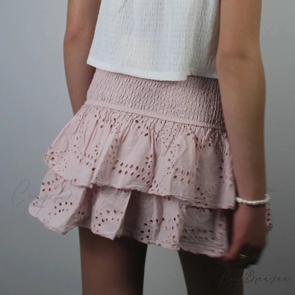 Pointelle Stacked Flounce Skirt skirts-250223