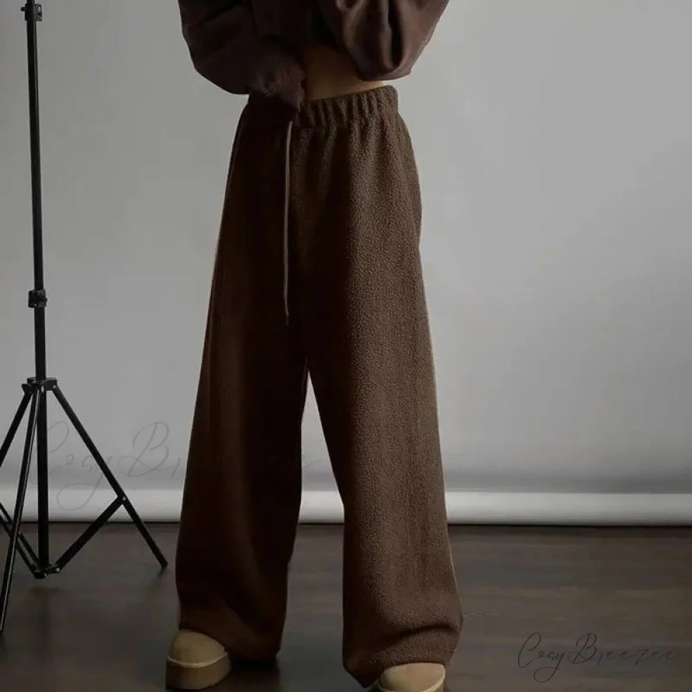 Polar Fleece Basic Vintage Women Pants pants-241228