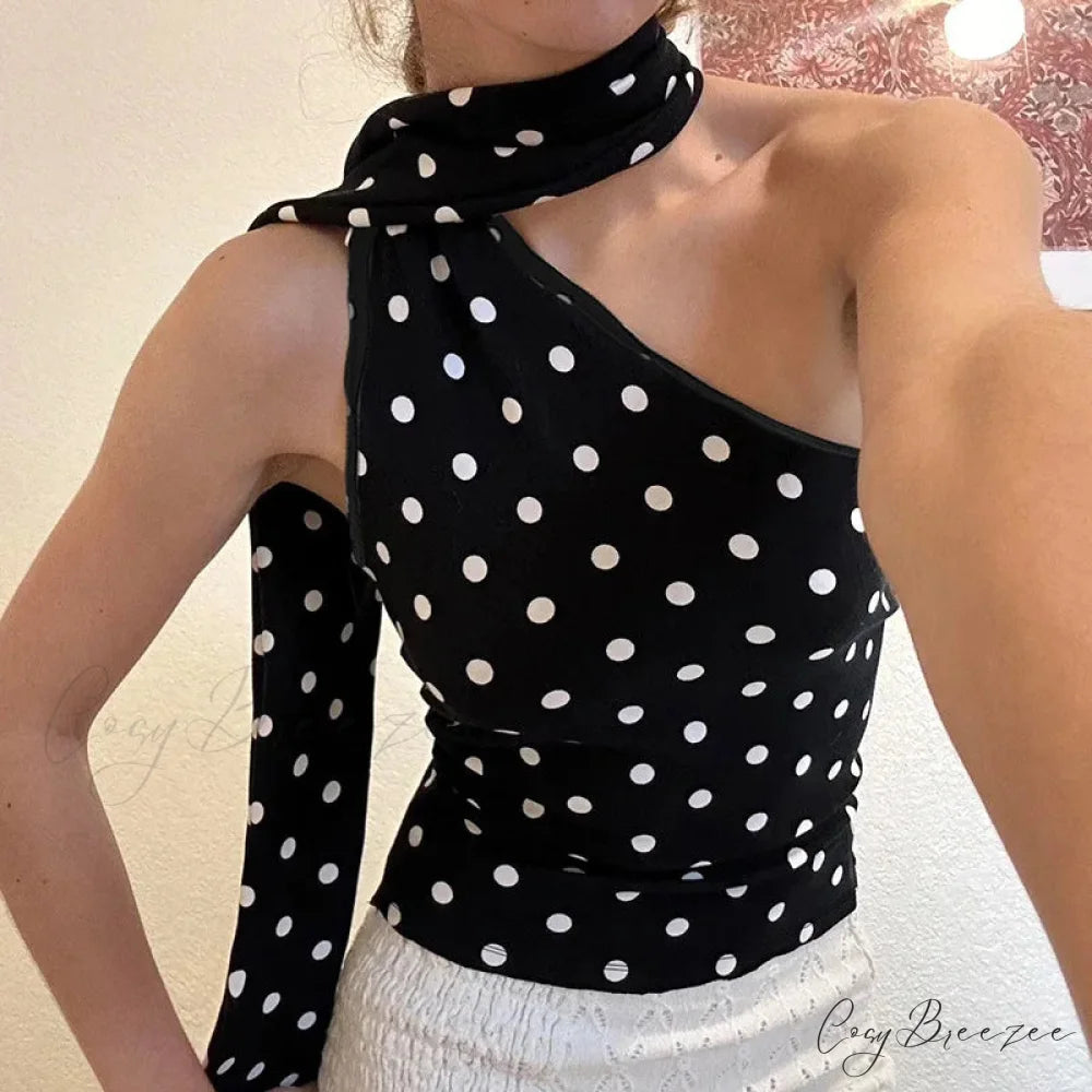 Polka Dot Scarf Crop Top croptop-250223