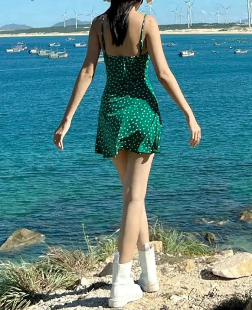 Polka Dot Spaghetti Strap Mini Dress minidress-250223