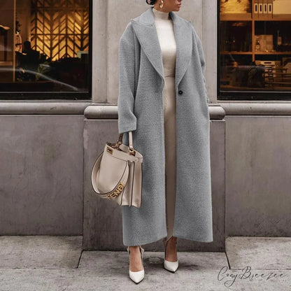 Polo Collar Plush Turn Collar Winter Coat Gray / S overcoats-241228