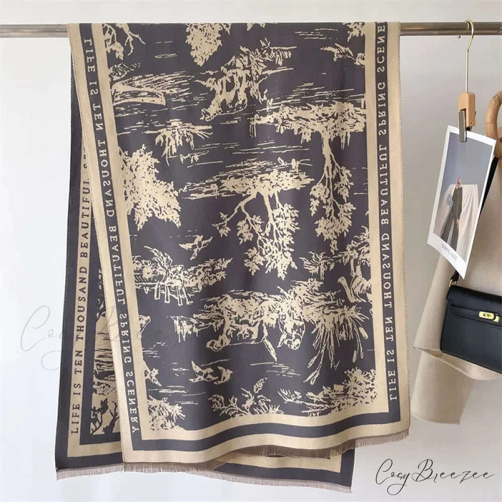 Premium Brand Cashmere Floral Winter Scarf scarf-241228