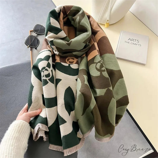 Premium Brand Cashmere Floral Winter Scarf Multi Color 3 scarf-241228